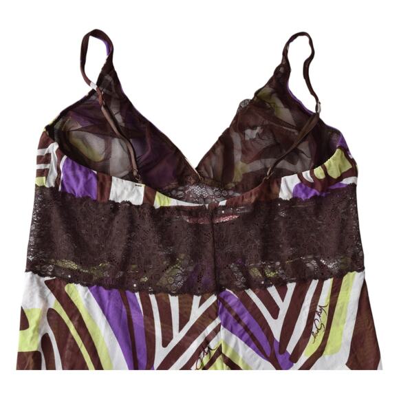 Y2K Victoria's Secret Purple Abstract Micro Mesh Lingerie Camisole Mini Dress - Picture 5 of 6